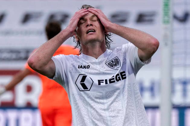 Ryan Johansson Münster, 20, player for SC Preußen Münster, single image, single photo, action, looking disappointed, disappointment, frustration, pessimistic, September 20, 2026, Mannheim, Germany, soccer, 3. Liga, SV Waldhof Mannheim vs. SC Preußen Münster, DFB and DFL regulations prohibit any use of photographs as image sequences and or quasi-video xozx