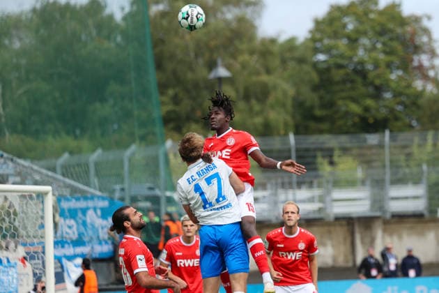 Franci Bouebari Rot-Weiss Essen vs. FC Hansa Rostock, September 20, 2026; Franci Bouebari, 19, RWE Rot-Weiss Essen (RWE), Rot-Weiss Essen vs. FC Hansa Rostock on September 20, 2026, at the Stadion an der Hafenstraße in Essen, North Rhine-Westphalia, Germany (GER). Soccer, Matchday 7 of the 3. Liga 2026–2027 season. Final score: 1–1, in front of 19,000 spectators