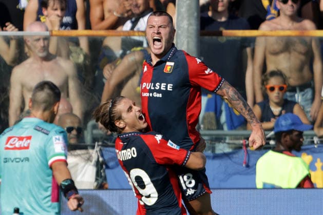 MILUTIN OSMAJIC, LORENZO COLOMBO, Genoa, Serie A, 2026-27, Parma vs Genoa 2-1, 20-09-2026, Esultanza, Celebration, Jubel, Close up SERIE A 2026-27 PARMA-GENOA 2-1