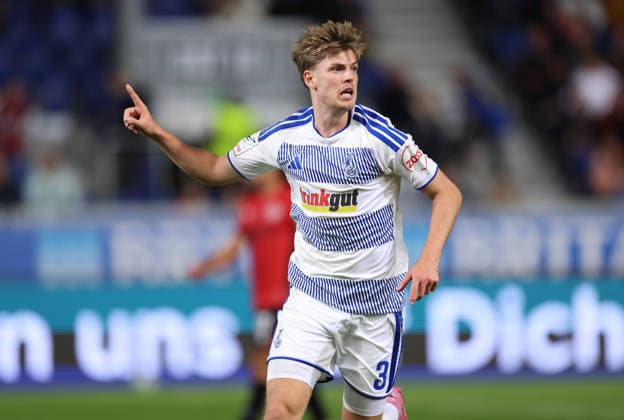 September 20, 2026, Soccer 3rd Division, SV Wehen Wiesbaden vs. MSV Duisburg, from left, goal celebration after the 0–3 goal by Frederik Christensen (MSV Duisburg), goal celebration, celebrating the goal. DFL and DFB regulations prohibit any use of photographs as image sequences and or quasi-video. xdcx Copyright: HMBxMedia Claus