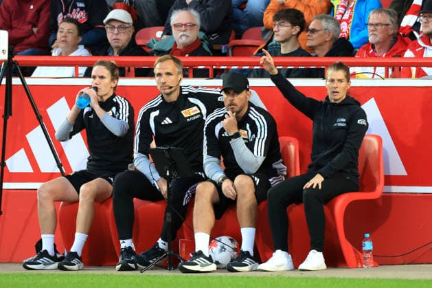 September 20, 2026, GER Germany, Soccer, Bundesliga 1, Women, 2026–2027, Alte Foersterei, 1. FC Union vs. RB Leipzig Head Coach Marie Louise Eta, 1. FC Union Berlin, Union Bench, 1st Division, DFB and DFL regulations prohibit any use of photographs as image sequences and or quasi-video. nordphoto GmbH, Engler, Berlin, Alte Foersterei Stadium, Berlin, Germany Copyright: xNordphotox xEnglerx