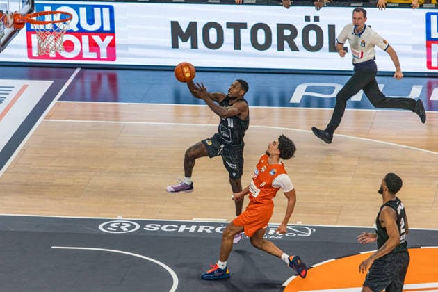 September 20, 2026 ratiopharm Ulm vs. MHP Riesen Ludwigsburg Germany, Ulm, September 20, 2026, Basketball, Bundesliga, 2026–2027 Season, ratiopharm Ulm vs. MHP Riesen Ludwigsburg, Darius Perry, MHP Riesen Ludwigsburg