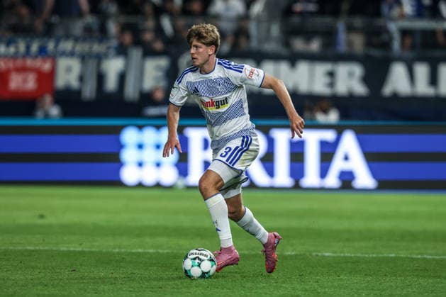Sports, Soccer, 3rd Division, 2026–2027 Season, Matchday 7: SV Wehen Wiesbaden vs. MSV Duisburg, September 20, 2026, BRITA Arena; Frederik Christensen (MSV Duisburg), 3rd Division, Wiesbaden, BRITA Arena, Hesse, Germany