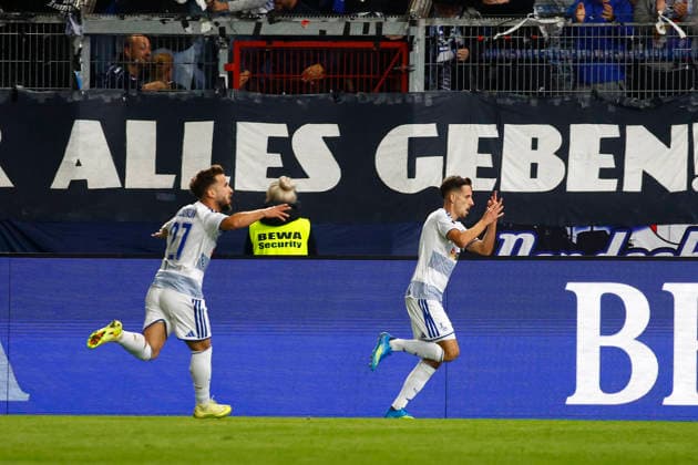 September 20, 2026, xavx, Soccer 3rd Division, SV Wehen Wiesbaden vs. MSV Duisburg, Conor Noß of MSV Duisburg celebrates the goal, The goal celebration after the 1-4 win over Wiesbaden