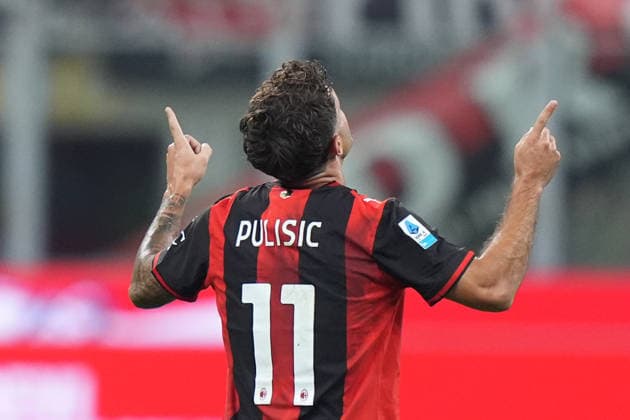 AC Milan s Christian Pulisic celebrates after scoring 1-0 during the Serie A soccer match between Ac Milan and Lecce at San Siro Stadium in Milan , Italy - September 20 , 2026. - Soccer  Copyright: xSpada LaPressex