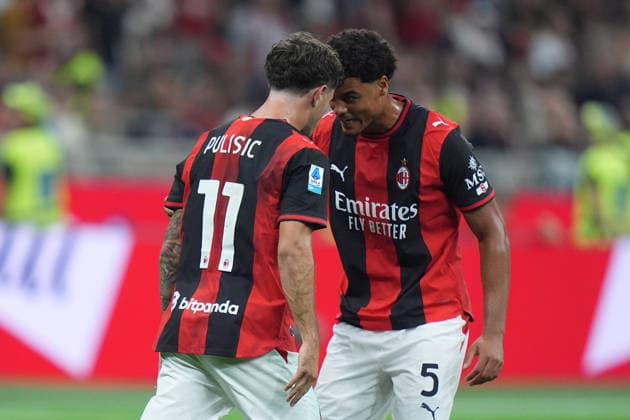 AC Milan s Christian Pulisic celebrates after scoring 1-0 during the Serie A soccer match between Ac Milan and Lecce at San Siro Stadium in Milan , Italy - September 20 , 2026. - Soccer  Copyright: xSpada LaPressex