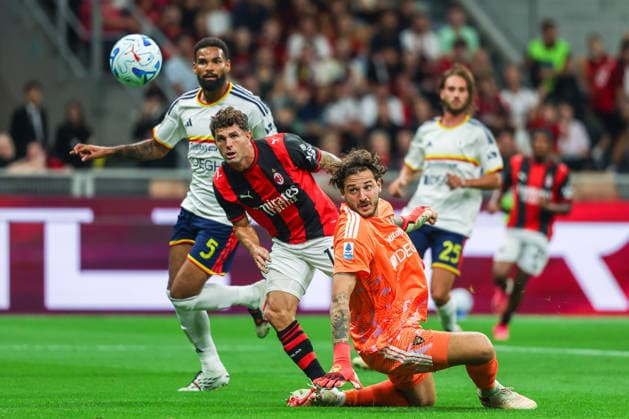 Sport Bilder des Tages Christian Pulisic of AC Milan scores a goal during Serie A Enilive 2026 27 football match between AC Milan and US Lecce. Italy Copyright: xBEAUTIFULxSPORTS Carabellix