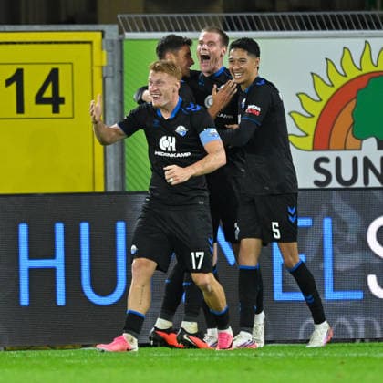 Paderborn, Home Deluxe Arena, September 26, 2020, GER, Men’s, 1. Bundesliga, 2026–2027 season, SC Paderborn 07 vs. TSG 1899 Hoffenheim. Image: DFL regulations prohibit any use of photographs as image sequences and or quasi-video. North Rhine-Westphalia, Germany