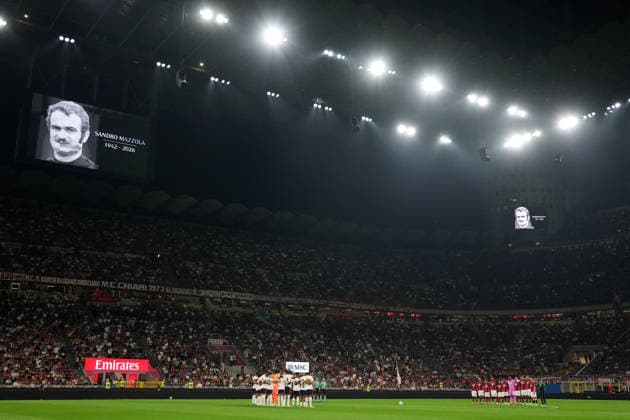 Minute of silence for Sandro Mazzola before the Serie A soccer match between Ac Milan and Lecce at San Siro Stadium in Milan , Italy - September 20 , 2026. - Soccer  Copyright: xSpada LaPressex