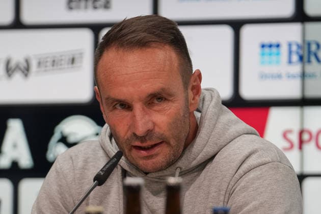 Germany Soccer 3rd Division 2026–2027, Matchday 7: SV Wehen Wiesbaden vs. MSV Duisburg at Brita Arena, Wiesbaden; Dietmar Hirsch, MSV Head Coach; press conference, media, portrait photo, portrait, individual shot, portrait Copyright: xTobiasxWentzellx