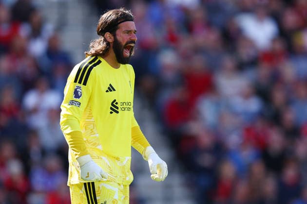 Bournemouth, England, 20th September 2026. Alisson Becker of Liverpool during the AFC Bournemouth vs Liverpool Premier League match at the Vitality Stadium, Bournemouth. Picture credit should read: Paul Terry Sportimage EDITORIAL USE ONLY. No use with unauthorised audio, video, data, fixture lists, club league logos or live services. Online in-match use limited to 120 images, no video emulation. No use in betting, games or single club league player publications. SPI_088_PT_Bournemouth_Liverpool SPI-5013-0086