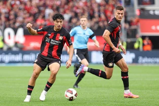 Ibrahim Maza of Bayer 04 Leverkusen in action, on the ball, making a solo run during the Bundesliga match between Bayer 04 Leverkusen and RB Leipzig, BayArena on September 20, 2026, in Leverkusen, Germany. Photo by Oliver Kaelke, DeFodi Images. Ibrahim Maza of Bayer 04 Leverkusen controls the ball during the Bundesliga match between Bayer 04 Leverkusen and RB Leipzig at BayArena on September 20, 2026 in Leverkusen, Germany. Photo by Oliver Kaelke, DeFodi Images. DFB and DFL regulations prohibit any use of photographs as image sequences and or quasi-video. Photo by Oliver Kaelke, DeFodi Images.