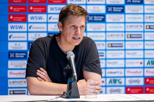 Düsseldorf, September 20, 2026, Handball, Men s, Opel Bundesliga, Matchday 5, 2026–2027 Bergische HC vs. Füchse Berlin Nicolej Krickau, coach of Füchse Berlin, at the postgame press conference
