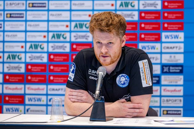 Düsseldorf, September 20, 2026, Handball, Men s, Opel Bundesliga, Matchday 5, 2026–2027 Bergische HC vs. Füchse Berlin; Markus Pütz, coach of Bergische HC, at the postgame press conference