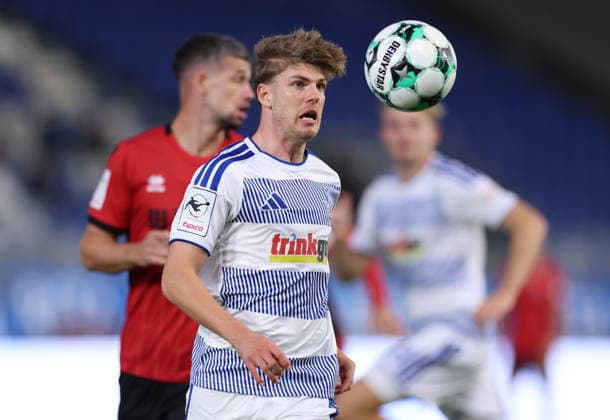 September 20, 2026, Soccer 3rd Division, SV Wehen Wiesbaden vs. MSV Duisburg, from left, Frederik Christensen (MSV Duisburg). DFL and DFB regulations prohibit any use of photographs as image sequences and or quasi-video. xdcx Copyright: HMBxMedia Claus