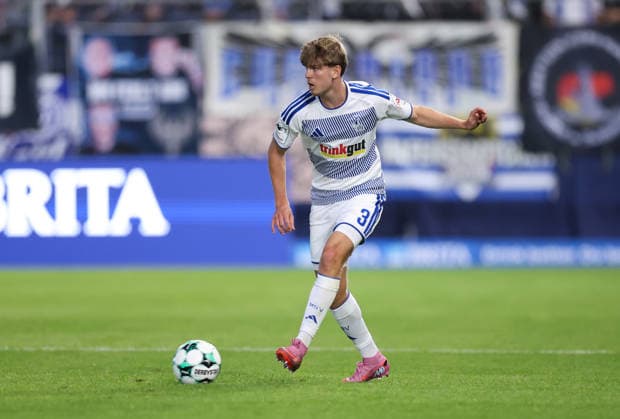 September 20, 2026, Soccer 3rd Division, SV Wehen Wiesbaden vs. MSV Duisburg, from left, Frederik Christensen (MSV Duisburg). DFL and DFB regulations prohibit any use of photographs as image sequences and or quasi-video. xdcx Copyright: HMBxMedia Claus