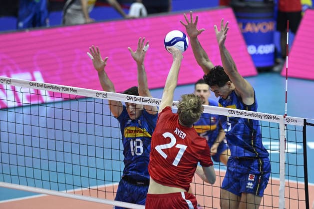 IPA88782553 - Turin, Italy, September 20, 2026, Palavela Turin, CEV Eurovolley Men 2026, Round of 16, JENSEN Mads Kyed 21 (DNK).in action during the CEV Eurovolley Men 2026 match between Italy and Denmark in Turin at Palavela  Copyright: xTonelloxAbozzi IPAxSportx xx IPA88782553