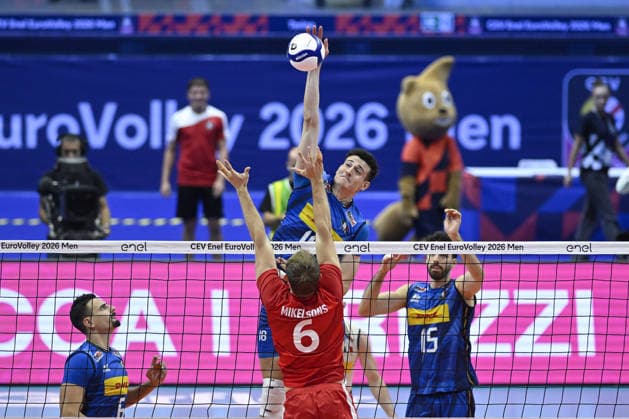 IPA88782574 - Turin, Italy, September 20, 2026; Palavela, Turin; CEV Eurovolley Men 2026; Round of 16; Giovanni Sanguinetti 18 (ITA) in action during the CEV Eurovolley Men 2026 match between Italy and Denmark in Turin at Palavela  Copyright: xTonelloxAbozzi IPAxSportx xx IPA88782574