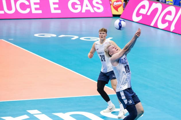 September 20, 2026, Turin, Italy: Luka Marttila of Finland seen in action during the Final Eight of the CEV Enel EuroVolley 2026 Men s match between Finland and Greece at PalaVela. Finland wins against Greece with a score 3-2. Finland Vs Greece In Turin, Italy - 20 Sep 2026  - ZUMAs197 20260920_aaa_s197_634 Copyright: xDavidexDixLallax