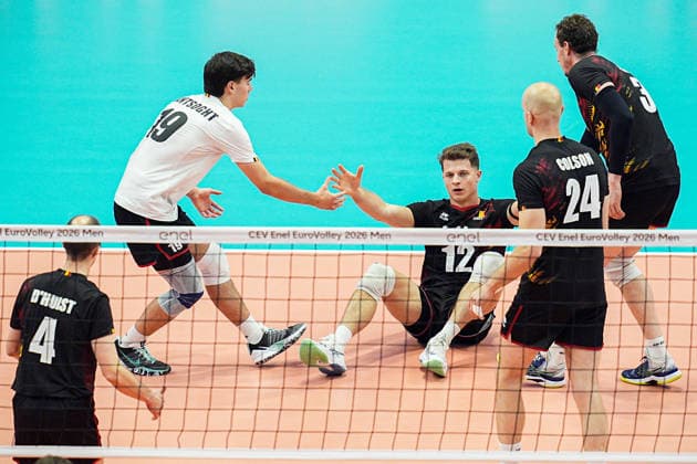 team belgium during the eight final match of the CEV Enel Eurovolley 2026, between Belgium and Czechia, at the Palavela in Turin, north west Italy - Monday, September 21, 2026. .  Copyright: xMarcoxAlpozzi LaPressex