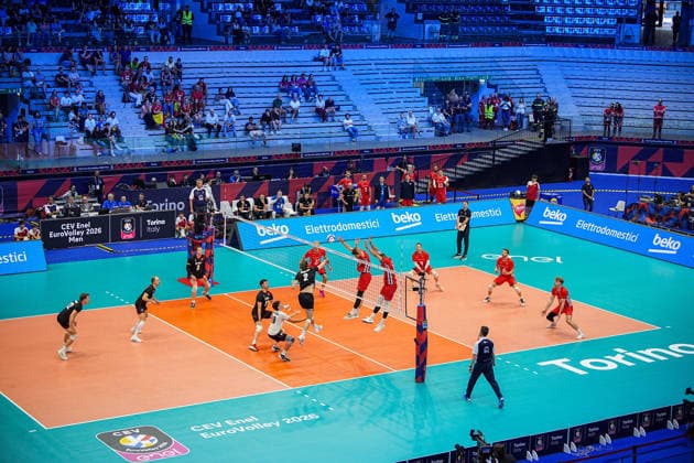 during the eight final match of the CEV Enel Eurovolley 2026, between Belgium and Czechia, at the Palavela in Turin, north west Italy - Monday, September 21, 2026. .  Copyright: xMarcoxAlpozzi LaPressex