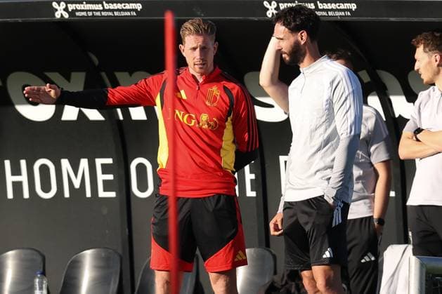 Belgium s Kevin De Bruyne pictured at the start of a training session of the Red Devils, the Belgian national soccer team, at the national training center in Tubize, Monday 21 September 2026. The team is preparing for fixtures in the UEFA Nations League competition. BRUNOxFAHY  x187321209x