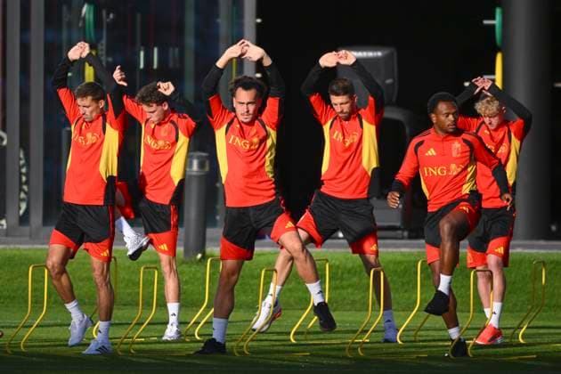 Italy v Belgium - UEFA Nations League 2026 Media Activities 21 09 2026 TUBIZE, BELGIUM - SEPTEMBER 21 : Theate Arthur defender of Belgium, Openda Lois forward of Belgium pictured during a training session ahead of the UEFA Nations League tournament league phase matchday 1 group A1 match between Italy and Belgium on September 21, 2026 in Tubize, Belgium, 21 09 2026 Tubize Belgium  Copyright: xVincentxKalutx