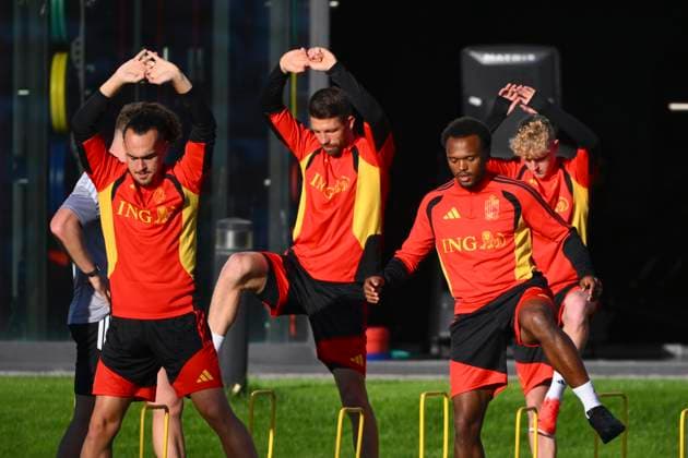 Italy v Belgium - UEFA Nations League 2026 Media Activities 21 09 2026 TUBIZE, BELGIUM - SEPTEMBER 21 : Theate Arthur defender of Belgium, Openda Lois forward of Belgium pictured during a training session ahead of the UEFA Nations League tournament league phase matchday 1 group A1 match between Italy and Belgium on September 21, 2026 in Tubize, Belgium, 21 09 2026 Tubize Belgium  Copyright: xVincentxKalutx