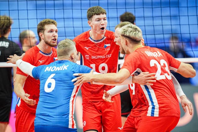 Team Czechia celebrate during the eight final match of the CEV Enel Eurovolley 2026, between Belgium and Czechia, at the Palavela in Turin, north west Italy - Monday, September 21, 2026. .  Copyright: xMarcoxAlpozzi LaPressex