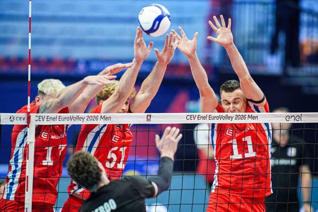 team czechia in action during the eight final match of the CEV Enel Eurovolley 2026, between Belgium and Czechia, at the Palavela in Turin, north west Italy - Monday, September 21, 2026. .  Copyright: xMarcoxAlpozzi LaPressex