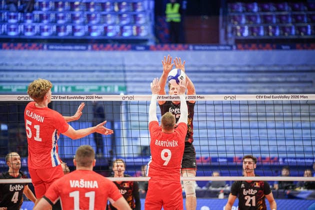 Belgium s Seppe Rotty in action during the eight final match of the CEV Enel Eurovolley 2026, between Belgium and Czechia, at the Palavela in Turin, north west Italy - Monday, September 21, 2026. .  Copyright: xMarcoxAlpozzi LaPressex