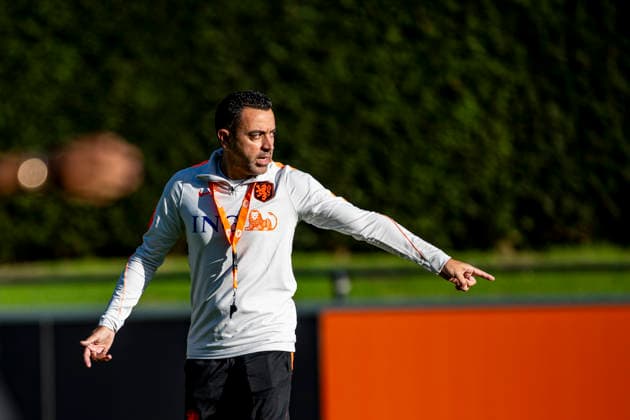 ZEIST, Netherlands: National team coach Xavi Hernandez during UEFA Nations League training ahead of the match against Germany at the KNVB Campus on September 21, 2026, in Zeist, Netherlands. Photo by DeFodi Images