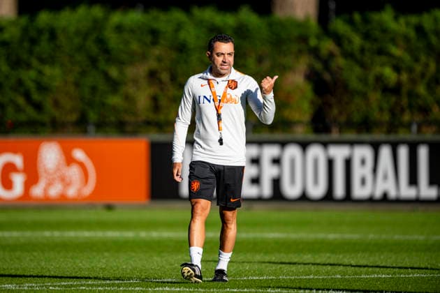 ZEIST, Netherlands: Head coach Xavi Hernandez during UEFA Nations League training ahead of the match against Germany at the KNVB Campus on September 21, 2026, in Zeist, Netherlands. Photo by DeFodi Images