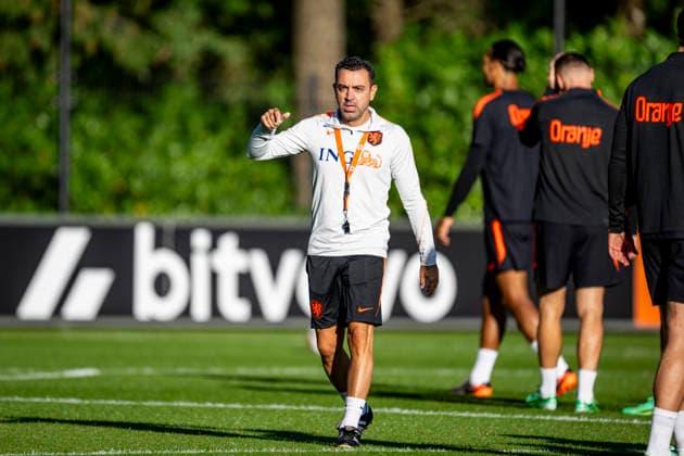 ZEIST, Netherlands: Head coach Xavi Hernandez of the Netherlands during UEFA Nations League training ahead of the match against Germany at the KNVB Campus on September 21, 2026, in Zeist, Netherlands. Photo by DeFodi Images