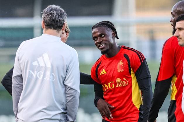Belgium s Romeo Lavia pictured during a training session of the Red Devils, the Belgian national soccer team, at the national training center in Tubize, Monday 21 September 2026. The team is preparing for fixtures in the UEFA Nations League competition. BRUNOxFAHY  x187325129x