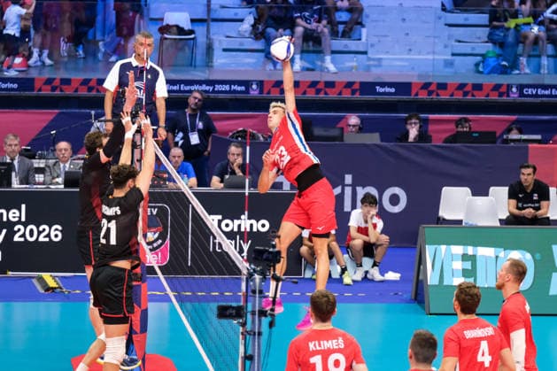 Belgium vs Czechia at Final Eight of the CEV Enel EuroVolley 2026 Men at PalaVela in Turin, Italy Patrik Indra of Czechia during the Belgium vs Czechia match at Final Eight of the CEV Enel EuroVolley 2026 Men at PalaVela in Turin, Italy, on September 21, 2026. Belgium wins the match against Czechia with a score 3-1., Credit:Davide Di Lalla Unicode Images Davide Di Lalla Avalon Italy, Turin, PalaVela  Copyright: xDavidexDixLalla UnicodexImagesx xDavidexDixLallax xAvalonx 1137090106