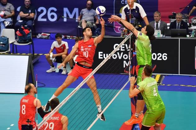 Foto IPP Massimo Rana Torino 21-09-2026 Pallavolo Cev Europei Volley Serbia-Slovenia nella foto azione di gioco Italy Photo Press - World Copyright italy ITALY  Copyright: xR4924_italyphotopressx