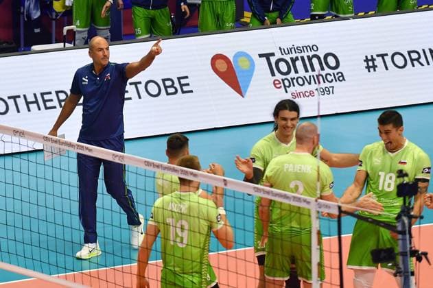 Foto IPP Massimo Rana Torino 21-09-2026 Pallavolo Cev Europei Volley Serbia-Slovenia nella foto allenatore slovenia fabio soli Italy Photo Press - World Copyright italy ITALY  Copyright: xR4924_italyphotopressx