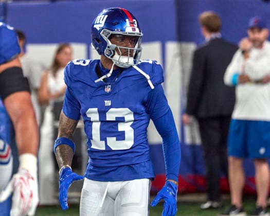 NFL, American Football Herren, USA 2026: Cowboys Vs Giants SEP 13 New York Giants wide receiver Odell Beckham Jr. (13) during warm up prior to a NFL game against the Dallas Cowboys at MetLife Stadium in East Rutherford, New Jersey. Duncan Williams CSM (Credit Image: Duncan Williams Cal Media) East Rutherford New Jersey United States EDITORIAL USE ONLY Copyright: xx ZUMA-20260915_zma_c04_055.jpg DuncanxWilliamsx csmphotothree522454
