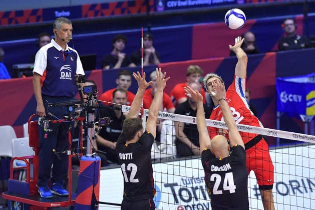 VOLLEYBALL - CEV Eurovolley Men - Belgium vs. Czechia Photo by IPA ABACAPRESS.COM88814659 - Turin, Italy, September 21, 2026, Palavela Turin, CEV Eurovolley Men 2026 Round of 16, Indra Patrik 23 (CZE).in action during the CEV Eurovolley Men 2026 match between Belgium and the Czech Republic (3–1) in Turin at Palavela Turin Italy  Copyright: xIPAxSport ABACAx