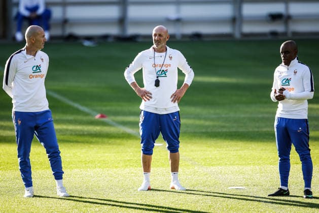 September 21, 2026, Clairefontaine-En-Yvelines, France, France: Zinedine ZIDANE of France, Fabien BARTHEZ of France and Hamidou MSAIDIE of France during a French team training session at Centre National du Football on September 21, 2026 in Clairefontaine-en-Yvelines near Paris, France. Training Session Of The French Team  - ZUMAm308 20260921_zsp_m308_051 Copyright: xMatthieuxMirvillex