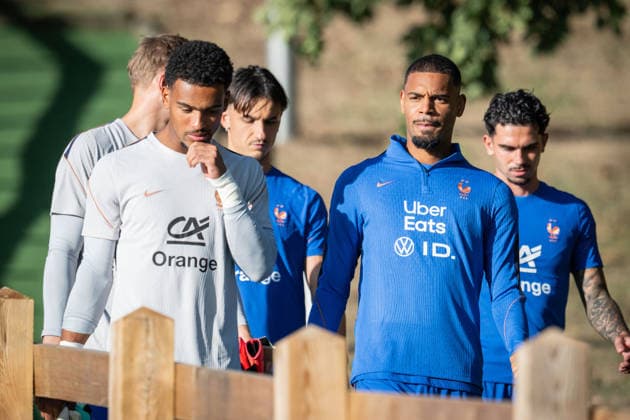 First training session for the French national team, Nationalteam with Zidane - Clairefontaine France s defender Adrien Truffert, Jean Butez, Esteban Lepaul, Guillaume Restes and Andy Diouf during a training session four days ahead of France s UEFA Nations League football match against Turkey in Clairefontaine-en-Yvelines outside Paris, on September 21, 2026. The gathering is the first of the French national team under its new coach Zinedine Zidane, appointed on July 28, 2026 on a four-year contract. The Nations League, which France won in 2021, will dominate Zidane s attention in the coming months before the draw for the Euro 2028 qualifying tournament takes place in early December.Photo by Alexis Jumeau ABACAPRESS.COM Clairefontaine-en-Yvelines France Copyright: xJumeauxAlexis ABACAx