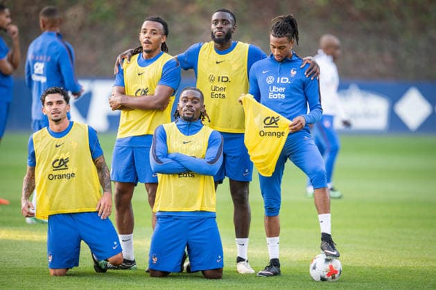 First training session for the French national team, Nationalteam with Zidane - Clairefontaine France s defender Jules Kounde, France s defender Dayot Upamecano, France s forward Michael Olise, Lucas Da Cunha and Manu Kone during a training session four days ahead of France s UEFA Nations League football match against Turkey in Clairefontaine-en-Yvelines outside Paris, on September 21, 2026. The gathering is the first of the French national team under its new coach Zinedine Zidane, appointed on July 28, 2026 on a four-year contract. The Nations League, which France won in 2021, will dominate Zidane s attention in the coming months before the draw for the Euro 2028 qualifying tournament takes place in early December.Photo by Alexis Jumeau ABACAPRESS.COM Clairefontaine-en-Yvelines France Copyright: xJumeauxAlexis ABACAx