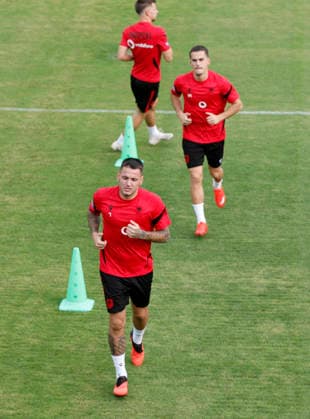 UEFA Nations League Qualifier in Tirana, Albania. AlbaniaÕs Rey Manaj attends a training session in Tirana on September 21, 2026, on the eve of the UEFA Nations League football matches against Belarus and San Marino. Light Studio Agency Malton Dibra Tirana Albania Copyright: xLightxStudioxAgencyx xMaltonxDibrax