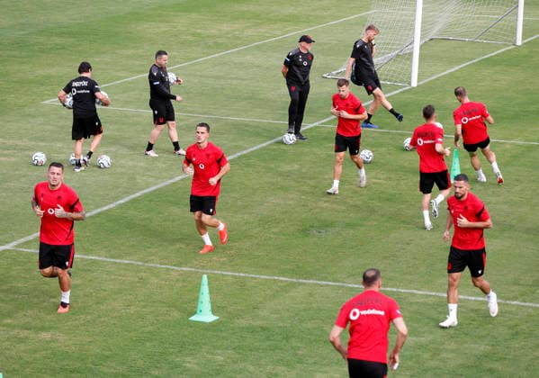 UEFA Nations League Qualifier in Tirana, Albania. Albanian football players attend a training session in Tirana on September 21, 2026, on the eve of the UEFA Nations League football matches against Belarus and San Marino. Light Studio Agency Malton Dibra Tirana Albania Copyright: xLightxStudioxAgencyx xMaltonxDibrax