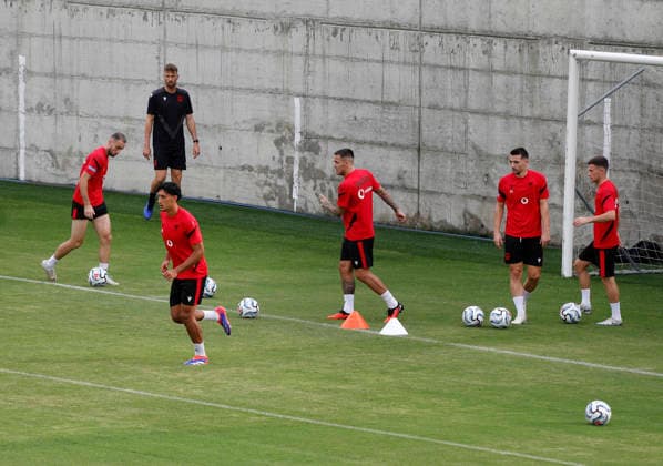 UEFA Nations League Qualifier in Tirana, Albania. Albanian football players attend a training session in Tirana on September 21, 2026, on the eve of the UEFA Nations League football matches against Belarus and San Marino. Light Studio Agency Malton Dibra Tirana Albania Copyright: xLightxStudioxAgencyx xMaltonxDibrax