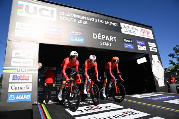 2026 UCI Road World Championships Picture by Simon Wilkinson SWpix.com - 22 09 2026 - Cycling - 2026 UCI Road World Championships - MontrÃ al, Canada - Team Time Trial Mixed Relay - Tobias Foss (Norway), Andreas Leknessund (Norway), Embret Svestad-Bardseng (Norway) MontrÃ al Avenue du Parc Canada Copyright: x xSWpix.comx(t axPhotographyxHubxLtd)xSimonxWilkinson SWpix.comx SWP-3521-1185