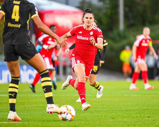 September 22, 2026, Unterhaching, Germany UEFA Women’s Champions League, Matchday 1 of the group stage FC Bayern Munich Women vs. Manchester City UWCL FC Bayern Women’s season opener and first UWCL competitive match at their new home, Sportpark Unterhaching Jovana Damnjanovic FC Bayern Women