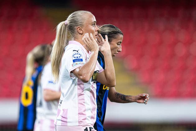 September 22, 2026: Alva Selerud of Häcken looks dejected during the Women’s Champions League soccer match between Inter and Häcken on September 22, 2026 in Monza. Photo by Carl Sandin, BILDBYRAN. Code: CS CS0982. soccer, football, UEFA Women’s Champions League, Inter, Häcken, women’s soccer, BBENG, dejected Copyright: CARLxSANDIN BB260922CS063