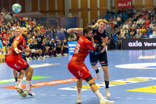 HBL Cup, 2nd Round, Kassel, MT Melsungen vs. Rhein Neckar Löwen, Rothenbach Halle, Kassel, September 22, 2026 HBL Cup, 2nd Round, Kassel, Germany, September 22, 2026; Handball Bundesliga, MT Melsungen vs. Rhein Neckar Löwen, Rothenbach Halle, Kassel Copyright: xBEAUTIFULxSPORTS Freudensteinx